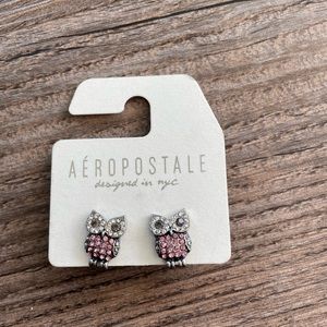NWT!! Aeropostale owl earrings with rhinestones!!
